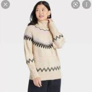 A New Day Cream Fair Isle Turtleneck Sweater, Size XXL